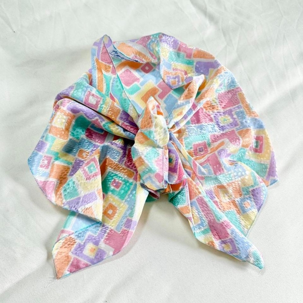 80s‎ pastel geometric chiffon scarf Mademoiselle